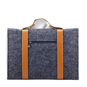 Leather Strip Wool Laptop Sleeve 10-inch - Laptop Bags Australia